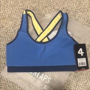 Blue and Yellow Women's Sports Bra
